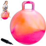 ZOOJOY Hopper Ball for Kids, 18In Bouncy Ball with Handle, Orange Clouds Girls Hopping Toys for Indo