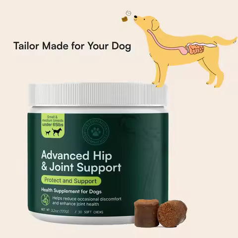Advanced Dog Hip and Joint Supplement with Glucosamine, Omega 3 & MSM - 60 Pork Flavored Chews for S