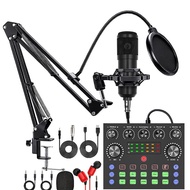 V8S Mobile Phone Sound Card English Podcasting Equipment Set bm800 Microphone Singing Mobile Phone F