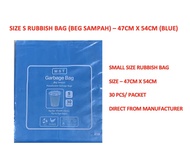 GARBAGE BAG (BEG SAMPAH) SIZE S – 47CM X 54CM (18’ X 22’) BLUE