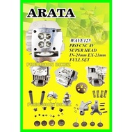 ARATA Wave125 21/24mm PRO CNC PORTING 4 VALVE SUPERHEAD FULL SET 100% ORIGINAL SUPER HEAD 21/24 4VALVE W125 WAVE 125