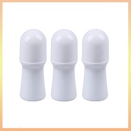 3 Pieces 30ml Plastic Roll On Bottle Empty Refillable White Deodorant Containers With Plastic Roller Ball