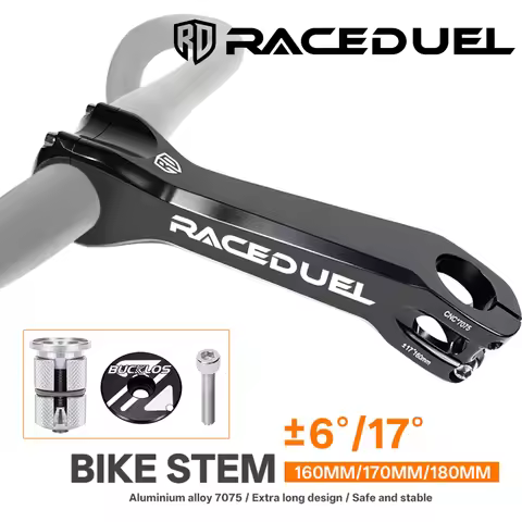 RACEDUEL Extra Long Bicycle Stem 6/17 Degree Road Bike Stem 160mm 170mm 180mm 7075 Aluminum Alloy Tr
