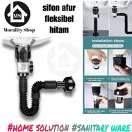 Black Flexible Press Sink Siphon 87B Anti-Odor Washbasin Drain Drain 1 1/ 4 inch press drain