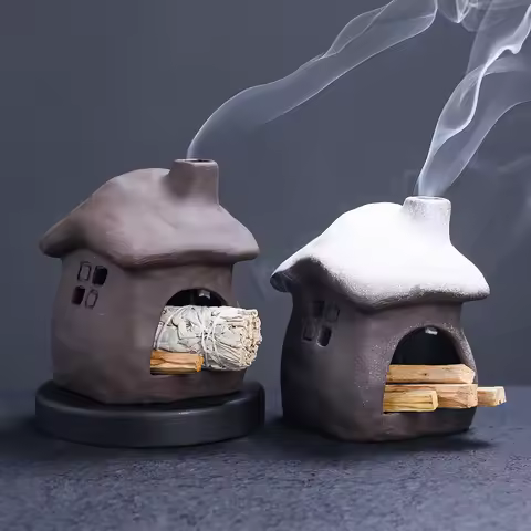 Ceramic Fireplace Atmosphere Home Decor Sage Peruvian Wood Burning Stand Small Fireplace House Incen