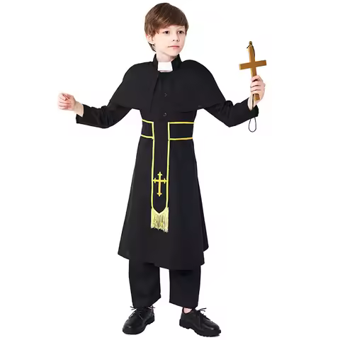 Boy Missionary Choir Suit Cosplay Kids Children Halloween Priest Robe Costumes Carnival Purim Stage 