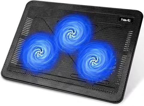 Laptop Cooling Pad, HV-F2056 15.6"-17" Laptop Cooler with 3 Quiet Fans for 12-17 Inch Notebook Gamin