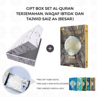 GIFT BOX AL-QURAN MULTAZAM  TERJEMAHAN TAFSIR,WAQAF IBTIDA DAN TAJWID BERWARNA SAIZ A4 (SAIZ BESAR)