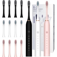 3 Pack Electric Toothbrush with 6 Modes, Rechargeable Toothbrushes with 12 Head, Fast Charge 2 Min a