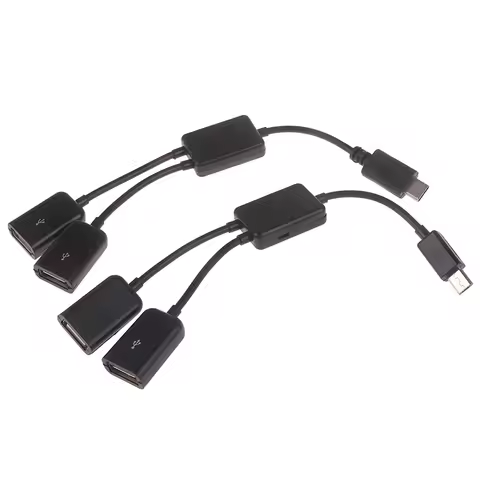 Micro USB / Type C to 2 OTG Dual Port HUB Cable Y Splitter Micro-USB Type-C Adapter Converter for Ta