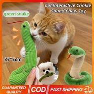 Cat Toy Green Snake Interactive Crinkle Sound Toy Kitten Chew Toys With Catnip 37*5cm Pet Cat Plush 