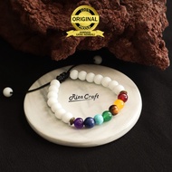 PUTIH White China Jade Agate Health Therapy BRACELET 7 Chakra Original 100% Original Men Women SRIKA