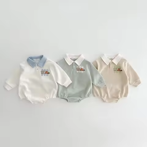 7389 Ins Baby Clothes Cartoon English Long-sleeved Climbing Clothes 2023 Autumn New Bear Print Boy's