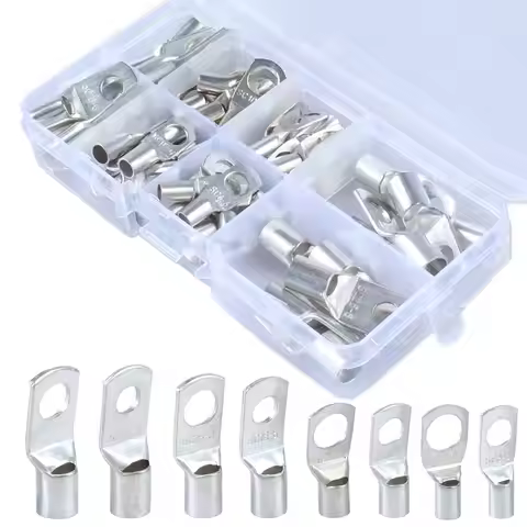 60PCS Tinned Copper Wire Lugs kit, Battery Terminal connectors Cable Ends, Ring terminals Used on AW