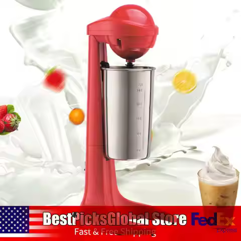Red Milkshake Maker, 110V, 23000rpm, 100W Blender with 16.91oz Cup for Shakes Smoothies Latte Cockta