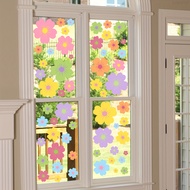 TEMU ฟิล์มติดหน้าต่างแบบใส ติดเองได้ 6 แผ่น ลายดอกไม้และใบไม้สีเขียวสดใส - สติ๊กเกอร์พลาสติกบางพิเศษ