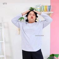9900 # เสื้อยืด คอกลม แขนยาว ทรงเสื้อเต็มตัว ผ้าคอตตอน ไซส์ใหญ่ ใส่ได้ทั้งชายและหญิง