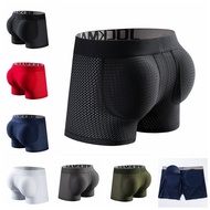 【CLEVERMENMODE】 long mesh hip lift men's boxer briefs padded sponge fake buttocks