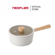 NEOFLAM Fika 18cm Saucepan │ Non-Stick Xtrema Ceramic Coating │ Silicone Rimmed Glass Lid