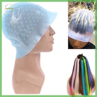 EPMN> Silicone Hair Styling Coloring Cap + Hook Needle Color Dye Highlighting Dye Cap new