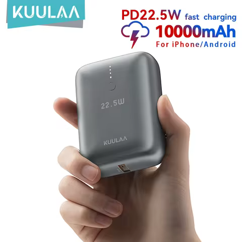 KUULAA 22.5W 10000mAh Mini Power Bank PD3.0 QC3.0 Fast Charger for iPhone17/16/15/Samsung S24/S23 Xi