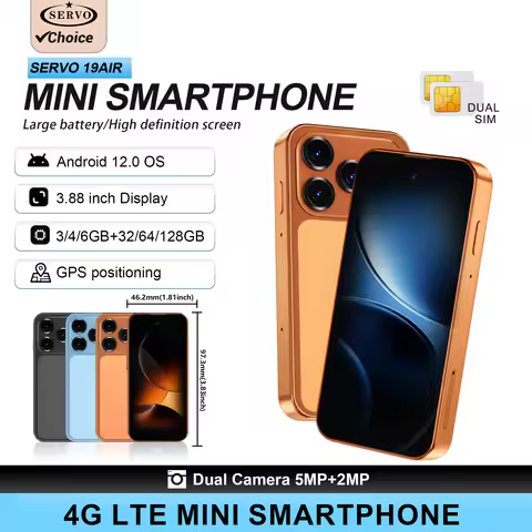 SERVO 19Air Mini Smartphone 3.88" HD Display 4G Cellular 6GB+128GB Face Unlock Android Small Smart M