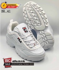 [รุ่นยอดฮิต]🥇รองเท้าผ้าใบFila* Disruptor II สีขาว (เผื่อ1ไซส์)👟👟รองเท้าสีดำล้วน รองเท้าแฟชั่น รองเท้าทำงาน รองเท้ากีฬา สวยตรงปก100%