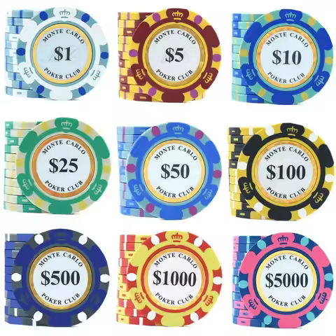 Monte Dollar Carlo Coins 10pcs Golden Clay Poker Chips Casino Coins 14gram Clay Coin Poker Chips Ent