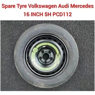 Spare Tyre 16 Inch Inci 5H PCD112 ( T125/90 D16 ) For Volkswagen Audi Mercedes / Tayar Ganti / Spare