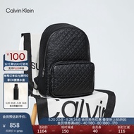Calvin Klein Jeans男士校园风满版压印字母拉链ck大容量双肩包节日礼物HH2622 001-太空黑 OS