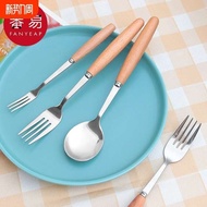 sudu garfu set set sudu garfu Garpu/pemegang kayu A1PQ0-sudu garpu makanan barat, pemegang panjang i