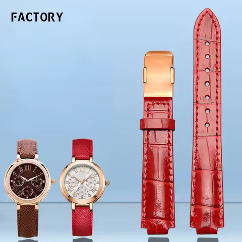 Genuine Leather Watch Strap for Casio Sheen Series She-3034 Convex Interface Watch Band Solid Steel 