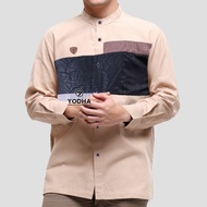 Baju muslim pria panjang model terbaru yodha abu coklat putih polos kemeja koko dewasa basic toyobo