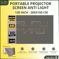 LAYAR 120 Inch 16:9. Anti Light Projector Screen | Portable Projector Screen | Projector Screen Clot