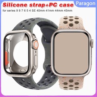 Original sports silicone strap+upgraded to Ultra case PC protective case compatible for Apple Watch 45mm 44mm 41mm 40mm i Watch series 4/5/6/7/8/9 se