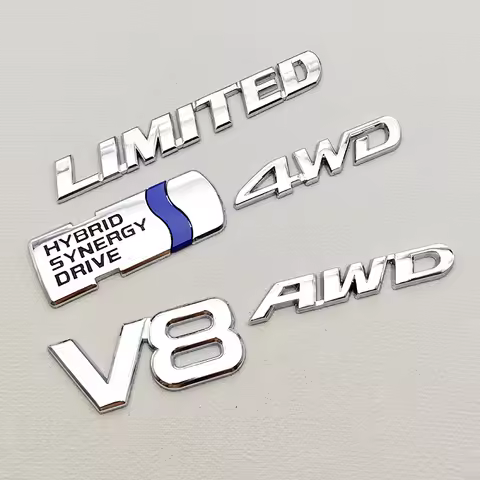 3D Metal Car Sticker Logo 4WD AWD V8 Fender Side Badge Rear Trunk Emblem For Toyota Highlander Sequo