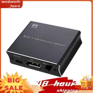 8K DP Switch 1.4 Bi-Direction Switch Converter 2X1/1X2 Support 4K@120Hz 8K@30Hz for Multiple Display