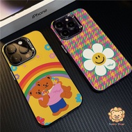 Wiggle Wiggle Simple Solid Color Frosted Electroplate Lens Protection Phone Case Compatible for iPho