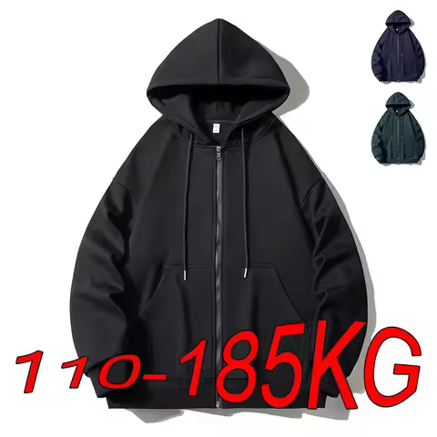 Men Plus Size 6XL 7XL Zip Up Hoodies Large Man Autumn Winter Hoodie Sweatshirt Jacket Big and Tall M