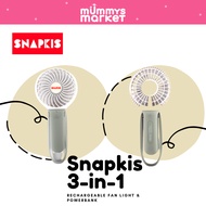 Snapkis 3-in-1 Rechargeable Fan, Light &amp; Powerbank
