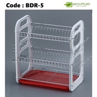 BDR-5 3 Tier Stainless Steel Dish Drying Rack Plate Cup Cutlery Kitchen Holder L40cm*W25cm*H44cm