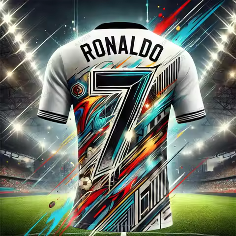 2025 Summer New CHATGPT Designed Special Edition Graffiti Sports Short Sleeve Ronaldo No.7 Soccer Je
