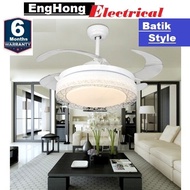 EngHong Batik Ceiling Fan 42inch with LED Lights lamps (Batik Style)