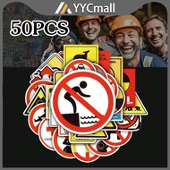 50Pcs Warning Sign Stickers Motorcycle Luggage Waterproof Warning Stickers Danger Signs Stickers