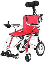 Fashionable Simplicity Electric Wheelchair Super Lightweight Foldable Power Mobility Aid Wheelchair Weight Only 28.6Lbs Support 220 Lbs Heavy Duty Portable (With Headrest) (With Headrest) (Color : Wi