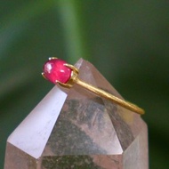 七月誕生石紅寶石戒指　天然寶石戒指　SILVER９２５　１８K金鍍