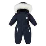 codWinter Baby Ski Suit Plus Velvet Baby Jumpsuit Boys Overalls Warm Kids Clothes Waterproof Childre