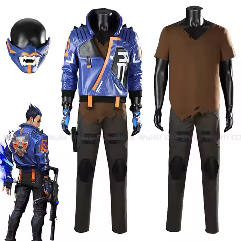 Game Valorant Yoru Cosplay Men Costume Roleplay Fantasia Outfits Jacket Gloves Wig Mask Men Hallowee