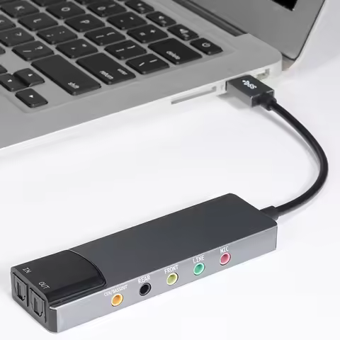 6-in-1 USB External Optical Sound Card Multifunction Audio Converter Adapter for Notebook Aluminium 