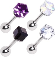 Surgical Steel Cartilage Earring, 316L Stainless Steel, Cubed Prism Design, 1.2mm x 6mm, 5mm Top, Cl